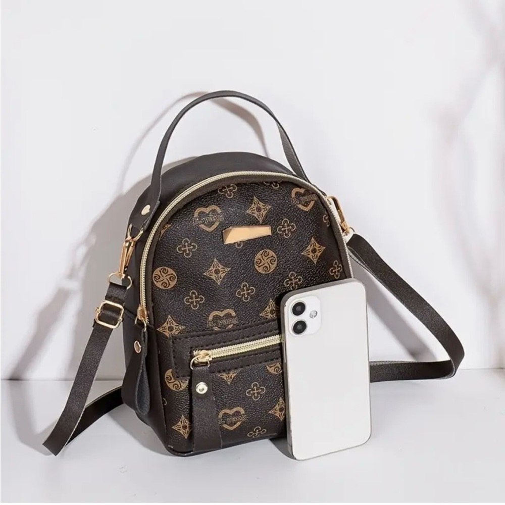 Khaki Monogram Mini Backpack Designer Inspired NIP - Picture 5 of 12